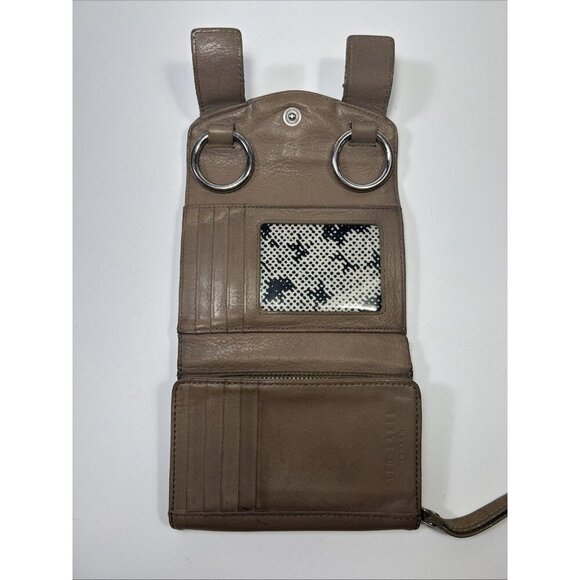 Ted Baker London Brown Trifold Wallet Wristlet Zip Coin - Picture 3 of 9